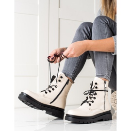 Sixth Sense Lace-up boots with a decorative zipper beige 1