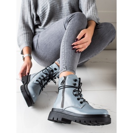 Sixth Sense Lace-up boots with a decorative zipper blue 2