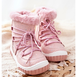PE1 Warm Snow Boots With Fur Pink Stars 2