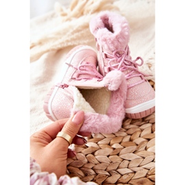PE1 Warm Snow Boots With Fur Pink Stars 1