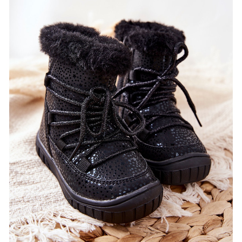 PE1 Black Warm Snow Boots With Fur 1