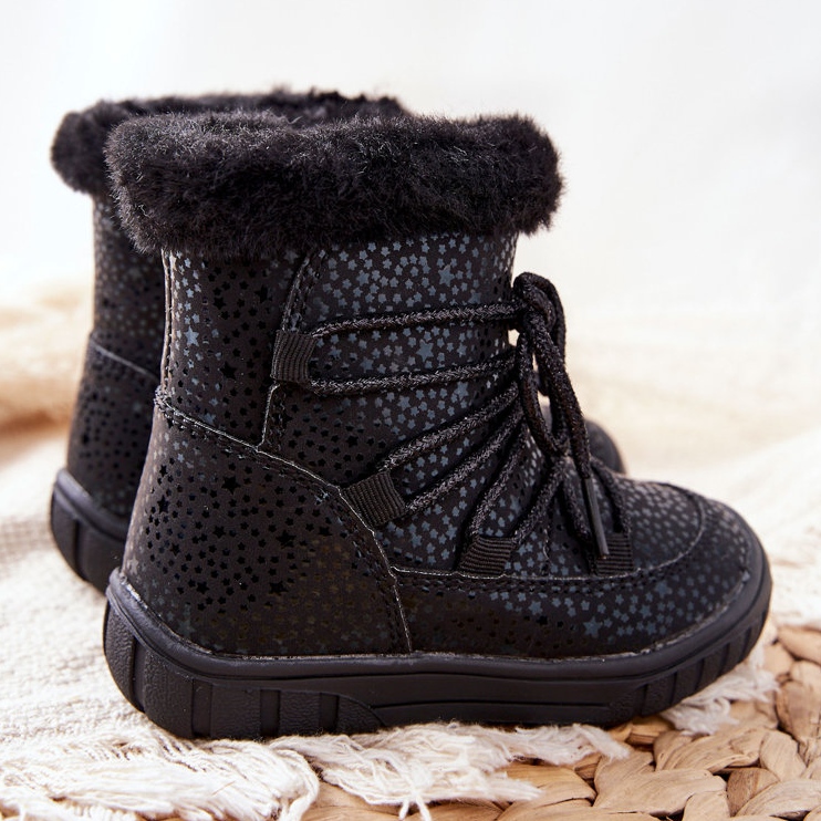 PE1 Black Warm Snow Boots With Fur 2
