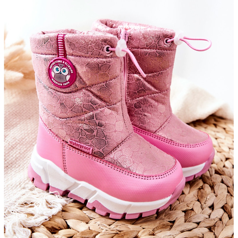 PJ2 Children's Warm Snow Boots With Pink Layoth Zipper 1