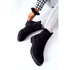 Black Venie Suede Boots With Pearls 1