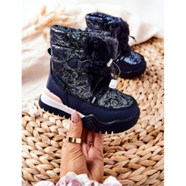 PJ2 Children's Warm Snow Boots With Fur Navy Blue Dessa white 2