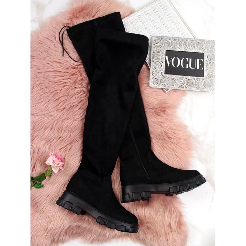 Black Boots on the platform Navy Dot W WOL12 1