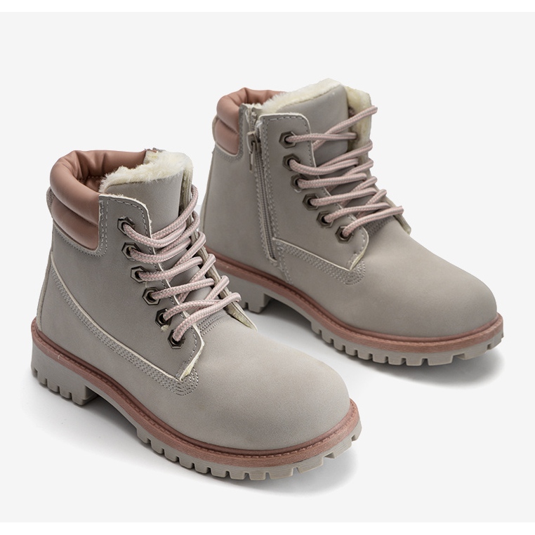 Faye's gray children's trappers beige grey 1