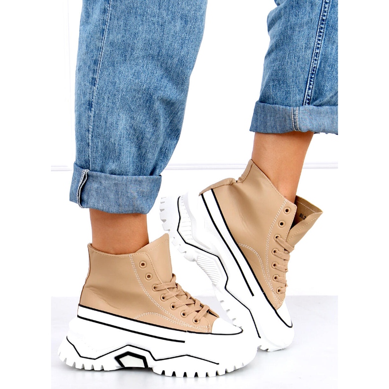 Corbel Khaki high-soled sneakers beige 1