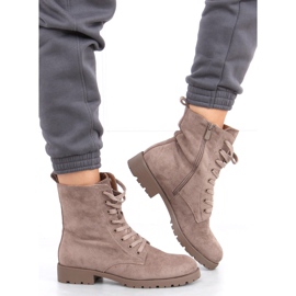 Lace-up workers by Bente Khaki beige 2