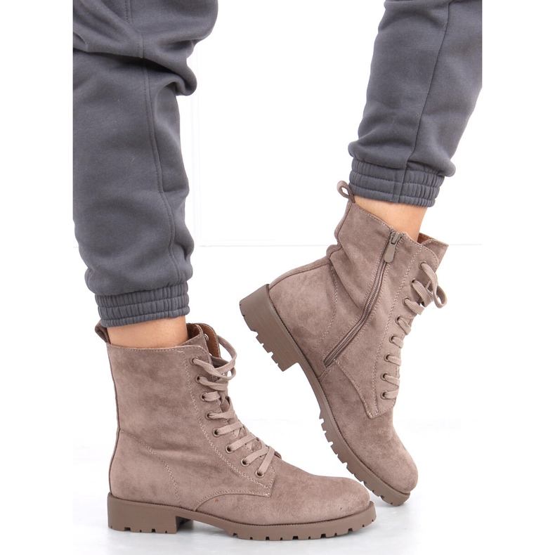 Lace-up workers by Bente Khaki beige 2