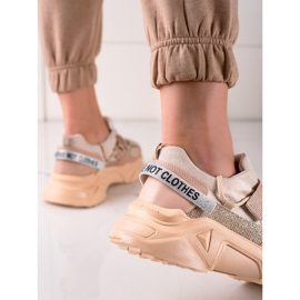 TRENDI Sneakers With Velcro Fashion beige golden 1