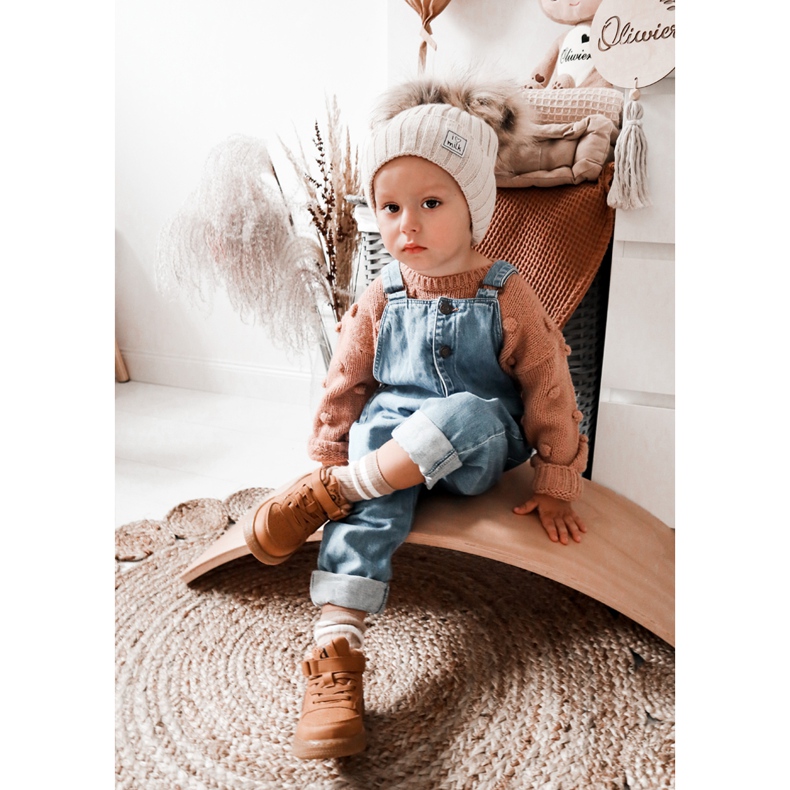 PA1 Children's High Warm Sport Shoes Camel Clafi brown 2