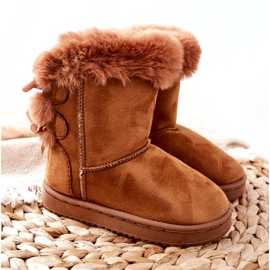 FR1 Children's Warm Boots With Bows D.Khaki Funky snow boots brown 3