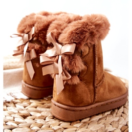 FR1 Children's Warm Boots With Bows D.Khaki Funky snow boots brown 1
