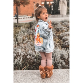 FR1 Children's Warm Boots With Bows D.Khaki Funky snow boots brown 4