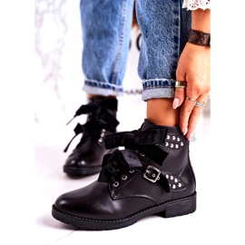 SEA Women's Warm Boots With Clasps And Ribbon Black Special 1