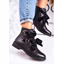 SEA Women's Warm Boots With Clasps And Ribbon Black Special 3