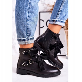SEA Women's Warm Boots With Clasps And Ribbon Black Special 4