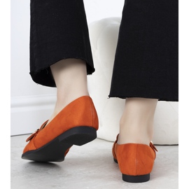 Orange moccasins with gold Verreau decoration 2