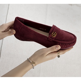 Burgundy moccasins on a hidden Linette wedge heel red 1