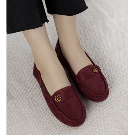 Burgundy moccasins on a hidden Linette wedge heel red 2