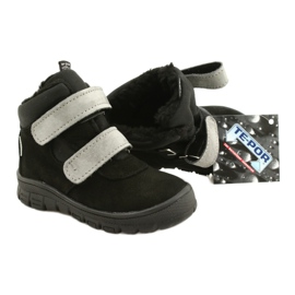 Black Waterproof Boots with Velcro Mazurek 1360 grey 5