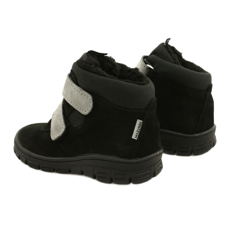 Black Waterproof Boots with Velcro Mazurek 1360 grey 3