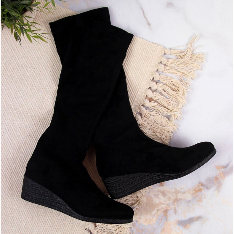 Black Suede boots on the wedge Filippo W PAW299 1