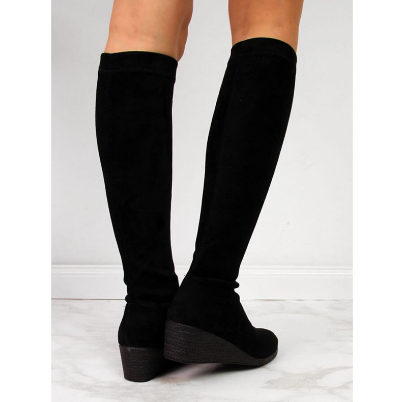 Black Suede boots on the wedge Filippo W PAW299 2