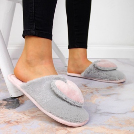 Home slippers with a heart News W EVE332B gray grey 1