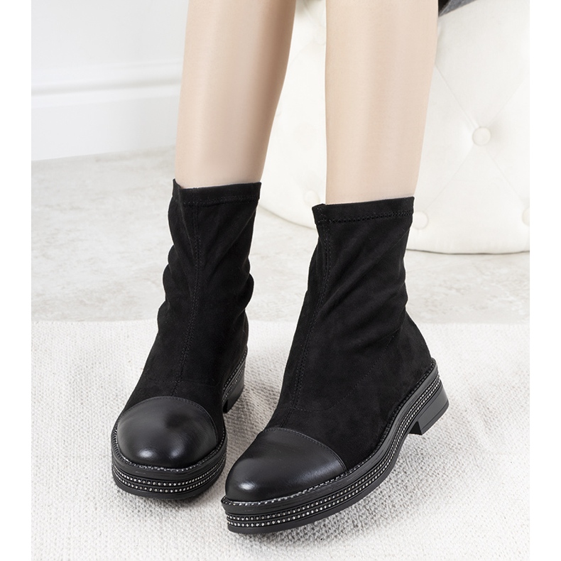 Black boots with cubic zirconia My Way 1