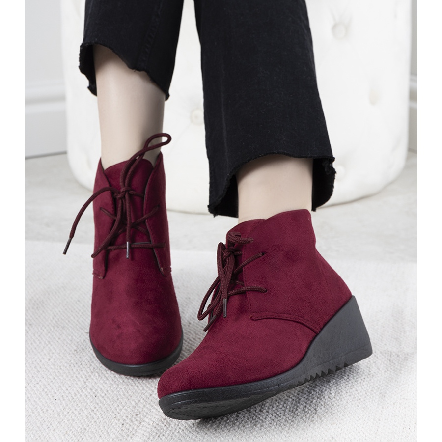 Maroon hotsell wedge booties
