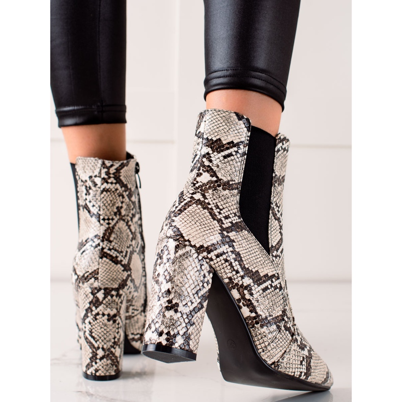 Marquiz Stylish Snake Print Booties beige 1