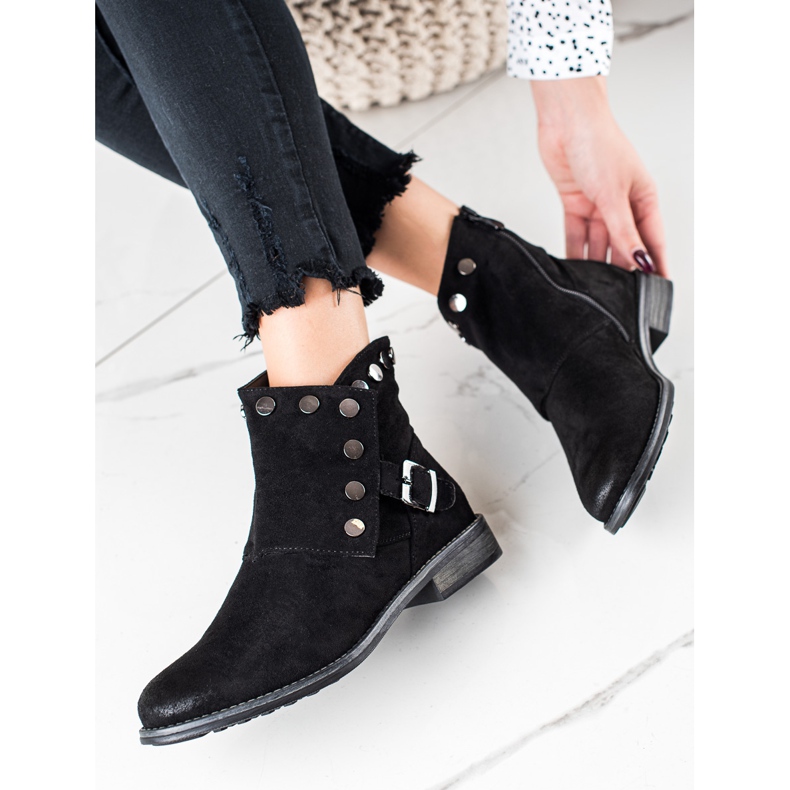 W. Potocki Suede Booties With Potocki Ornaments black 1