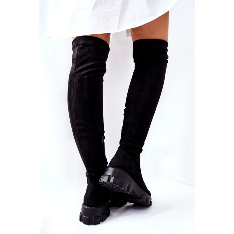 PW2 Suede Over The Knee Boots On Black Creen Zipper 1