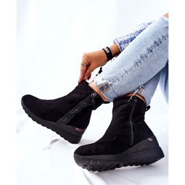PE1 Black Athelaine Black Suede Wedge Boots 1