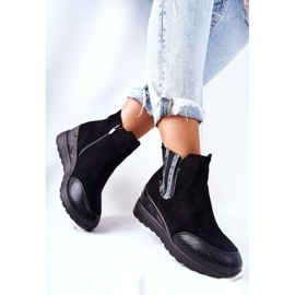 PE1 Black Manakel Suede Wedge Boots 2