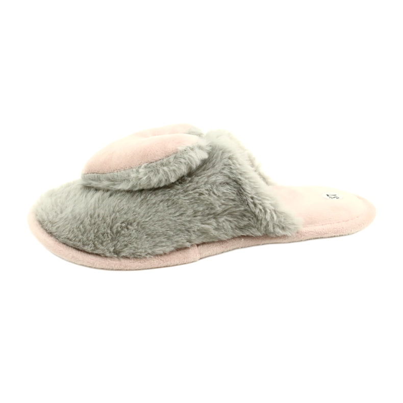 Evento Women's fur slippers 21pa36-4378 gray-pink 2