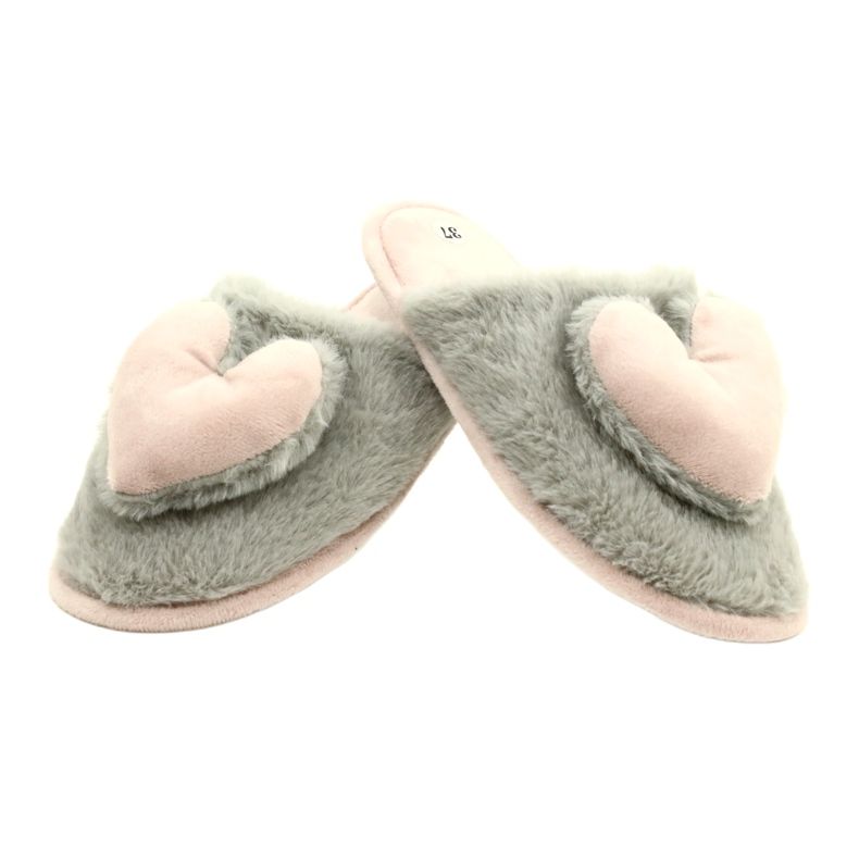 Evento Women's fur slippers 21pa36-4378 gray-pink 4