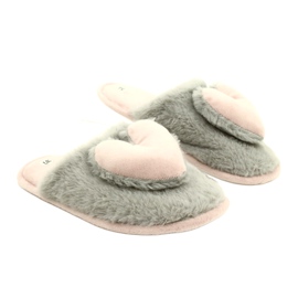 Evento Women's fur slippers 21pa36-4378 gray-pink 5
