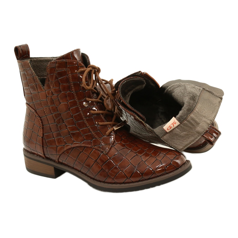 DASZYŃSKI Lacquered Workers Knotted SA62-90 Croco motif brown 4