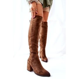Vinceza Women's Boots On Heel Suede Brown Corrig khaki 1