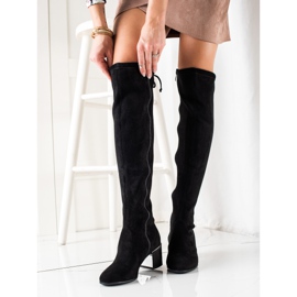 Goodin Stylish high-heeled thigh-high boots black 1