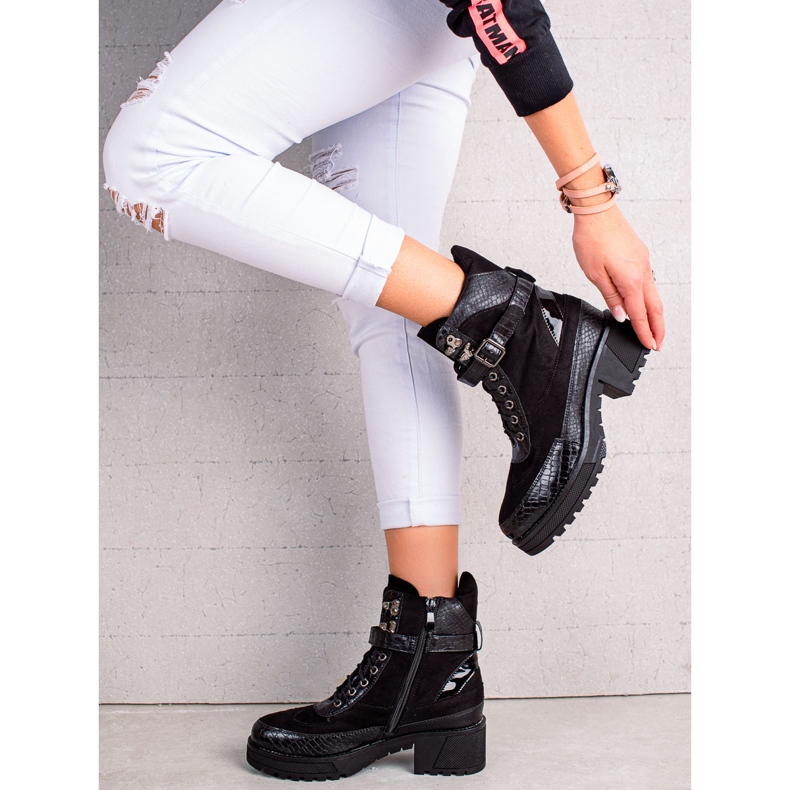 Queen Vivi Lace-up Workers With Buckle black 2 Queen Vivi Lace-up Workers With Buckle black 2