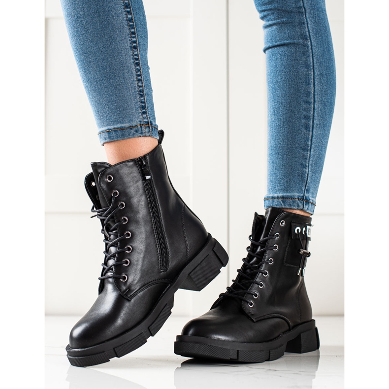 Goodin Black lace-up bags with ornament 2 Goodin Black lace-up bags with ornament 2