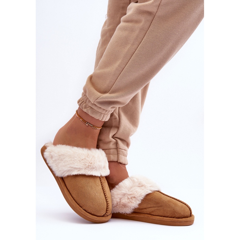Women's Slippers Slippers with Fur Camel Pinky brown 2