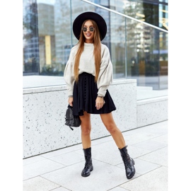 Menie Black Openwork Leather Boots 1