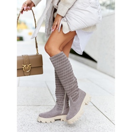 PA2 Suede Boots With Openwork Pattern Light Brown Eldime 2