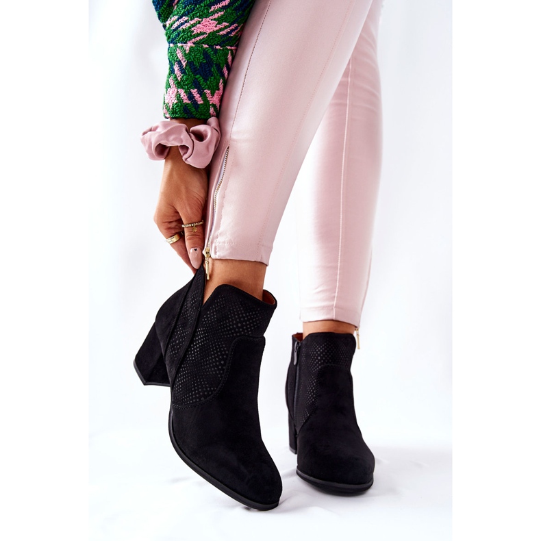 PE1 Suede Black Boots On Heel Elisea 1