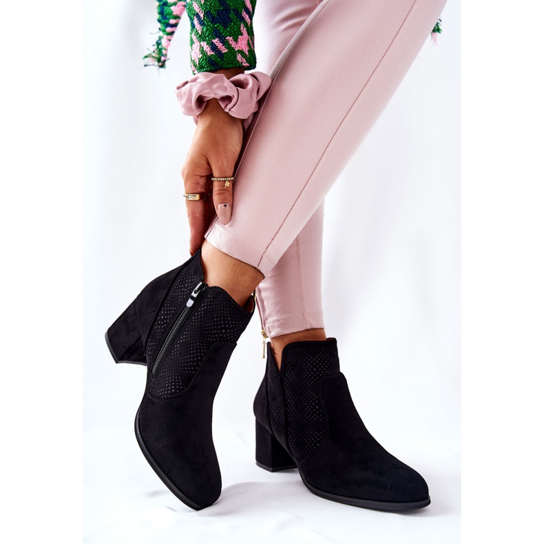 PE1 Suede Black Boots On Heel Elisea 2